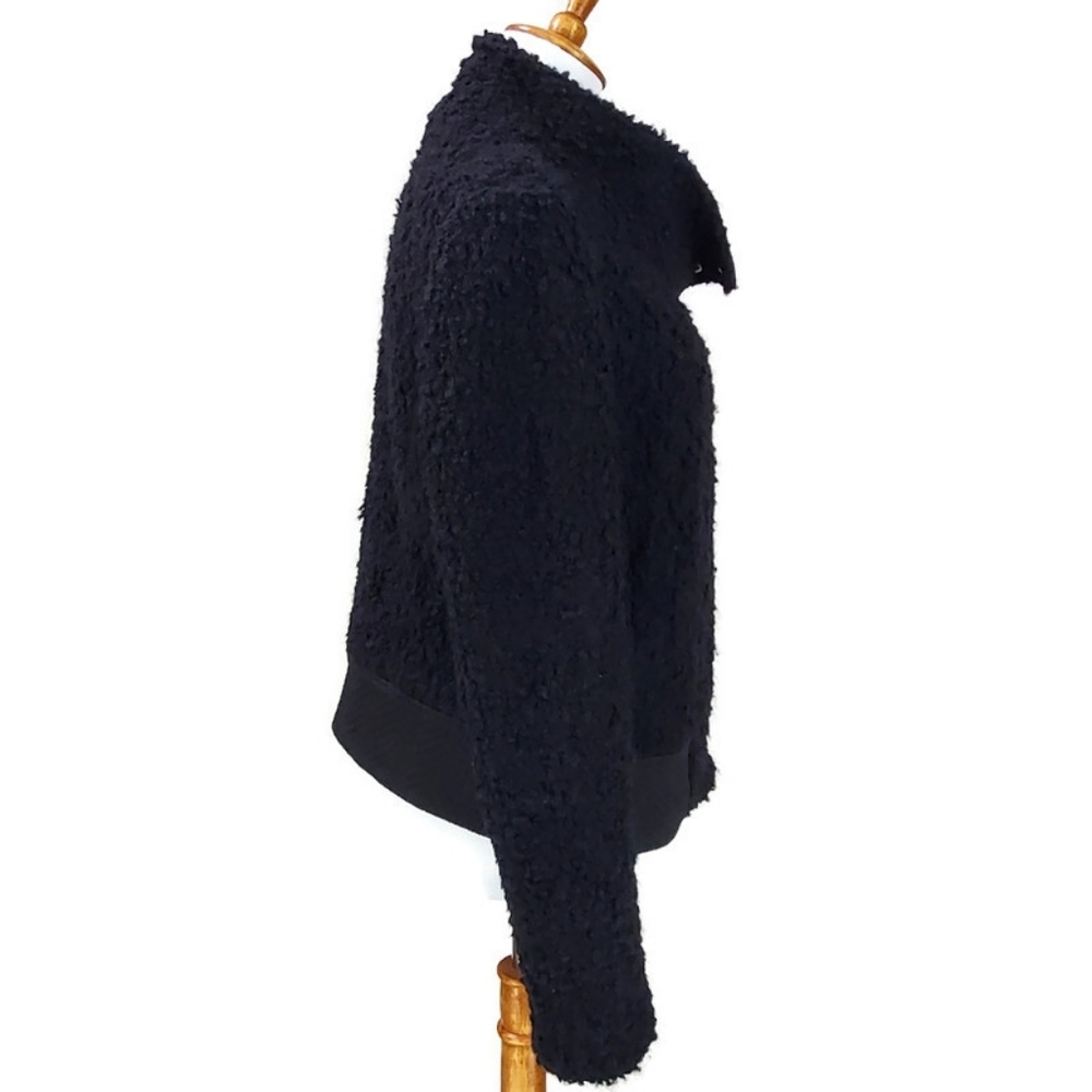 Black Boucle Moto Jacket, Banana Republic, 10, Womens, Funnel Neck, Wool Blend - Picture 6 of 12